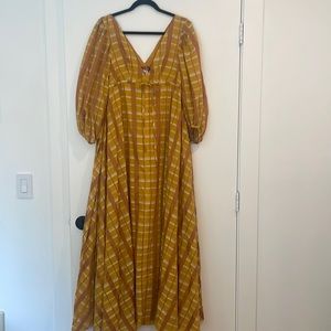 Staud Amaretti Dress in Mustard/plaid